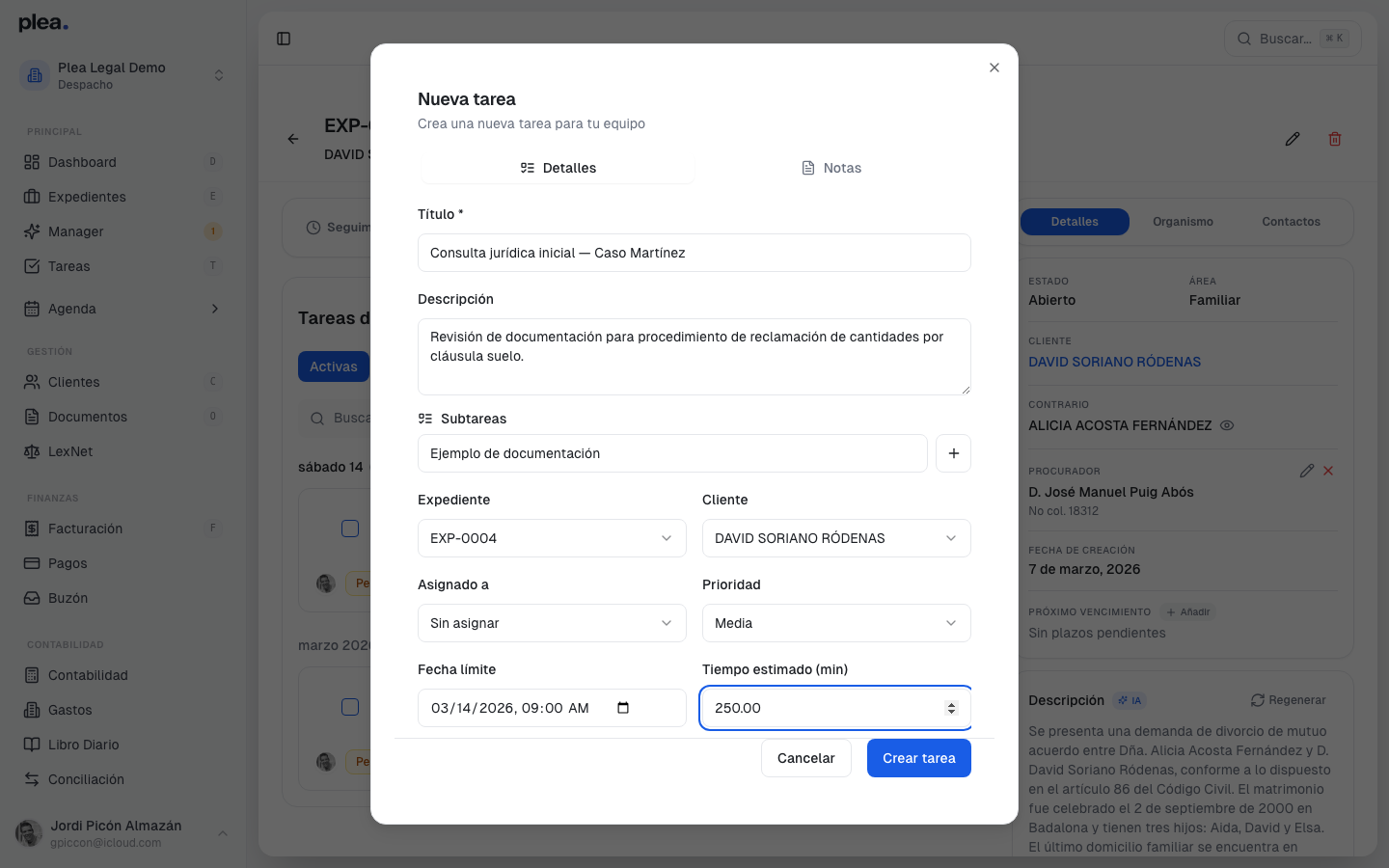 Formulario con datos rellenados