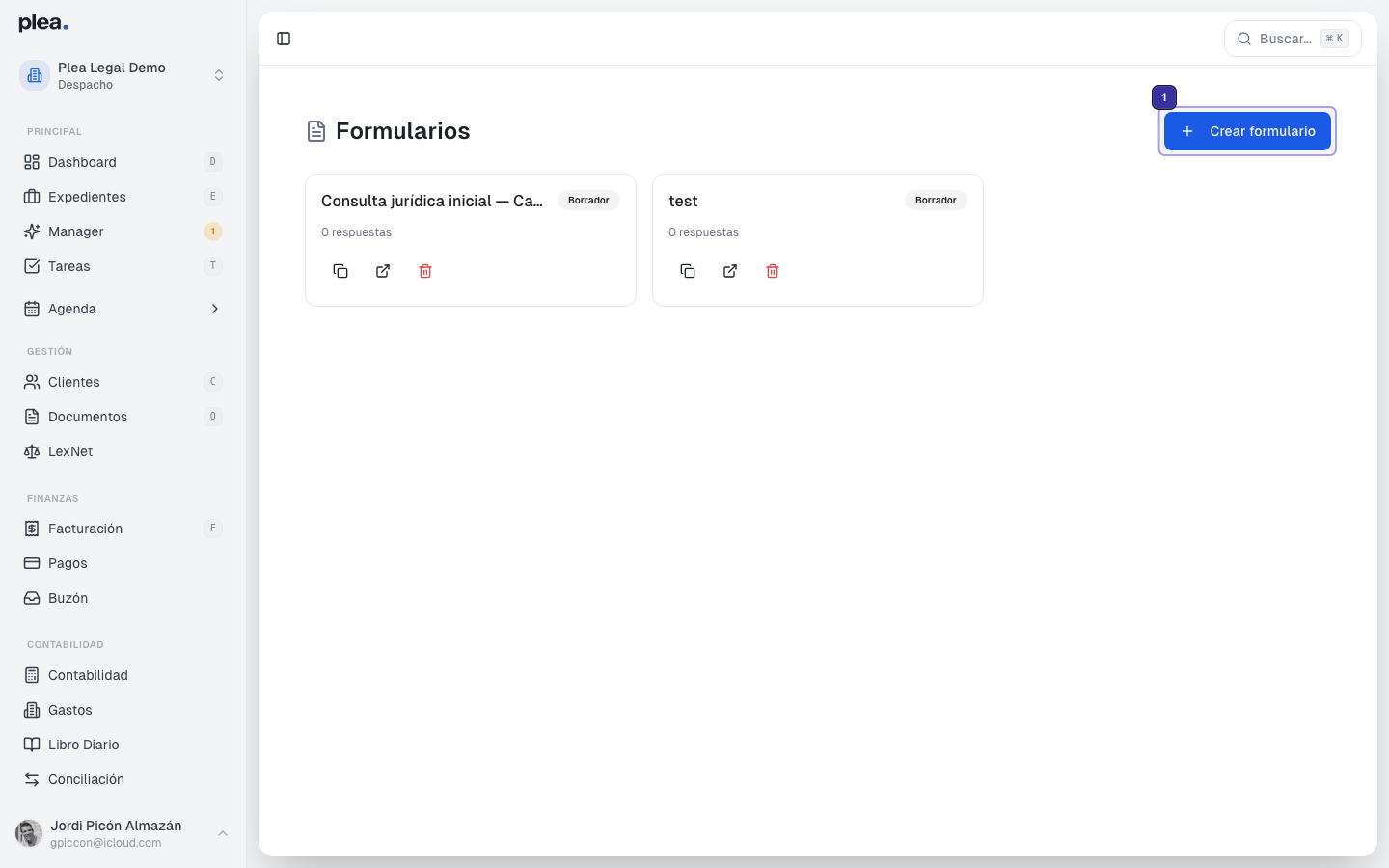 Clic en Crear formulario