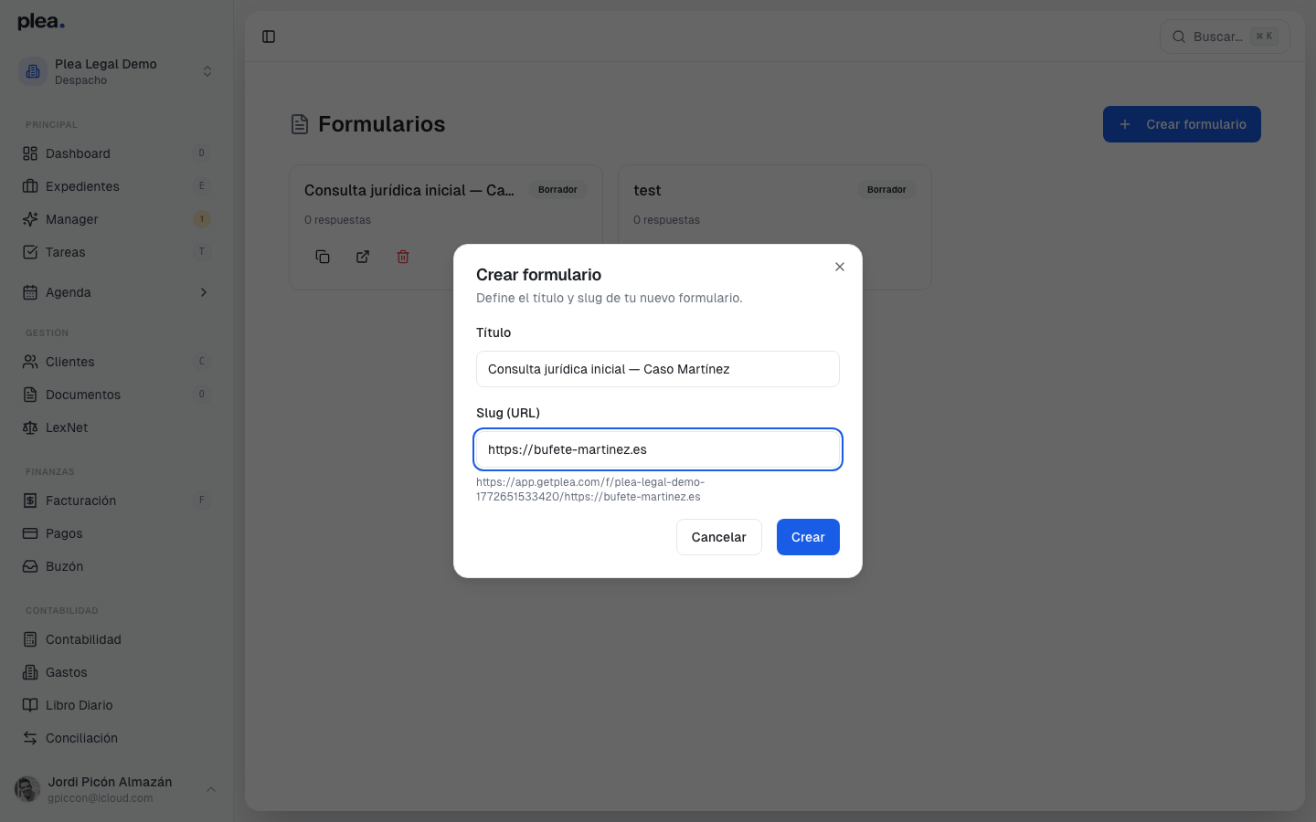 Formulario con datos rellenados