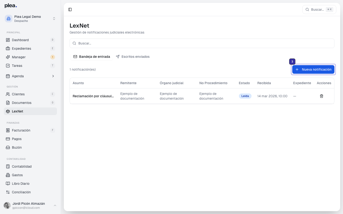 Clic en Nueva notificación