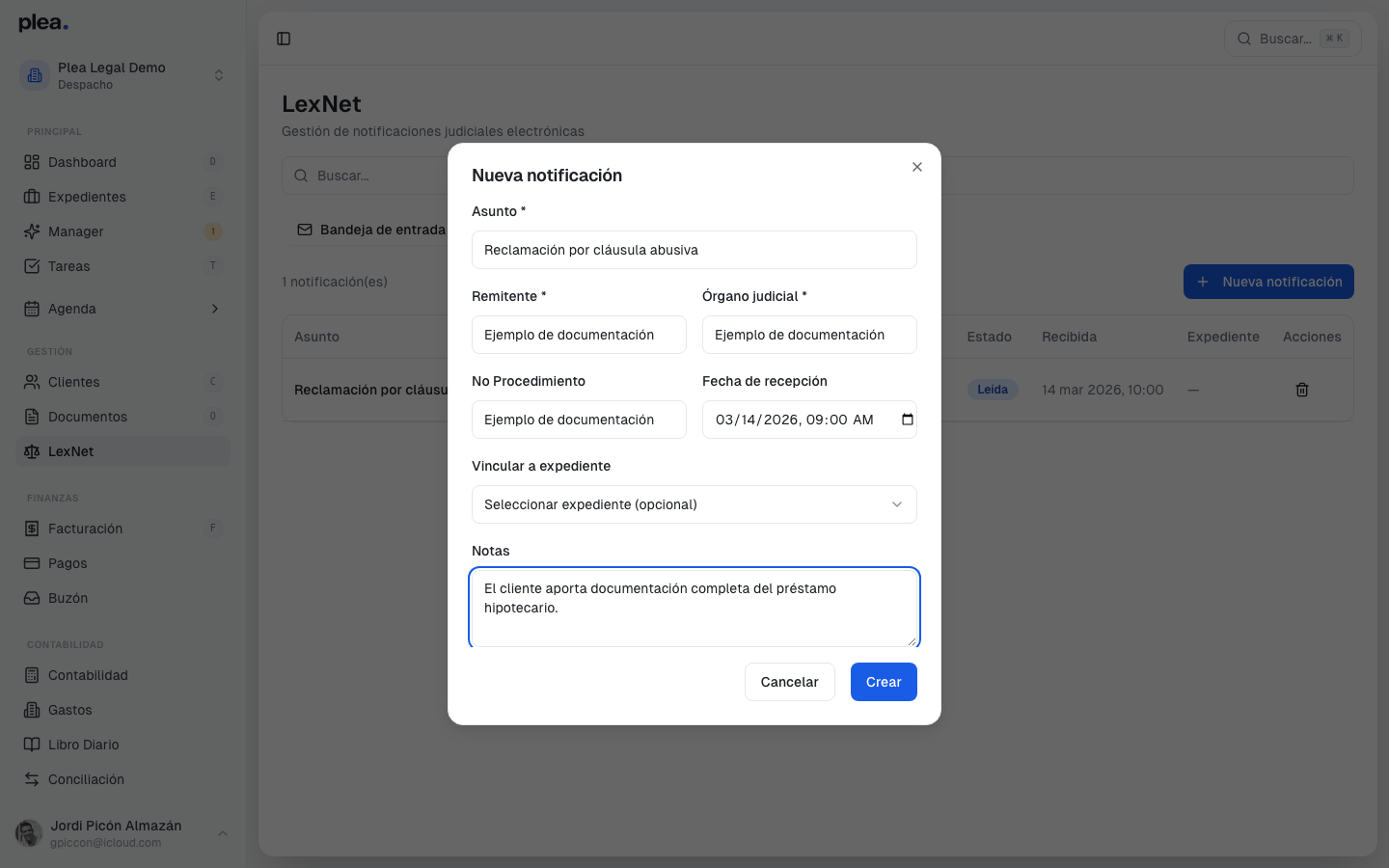 Formulario con datos rellenados