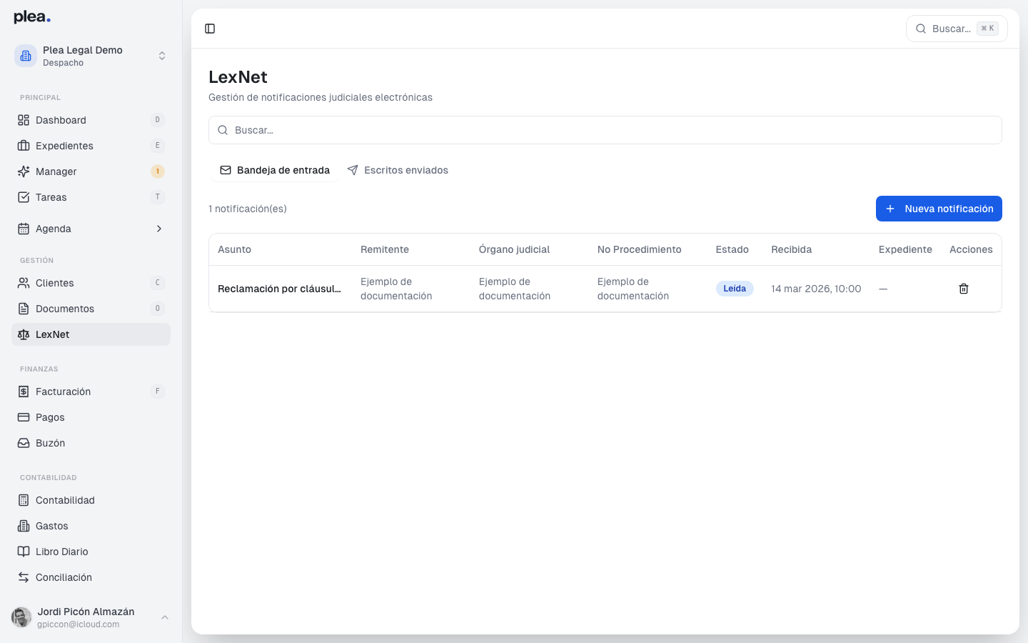 Vista principal de LexNet