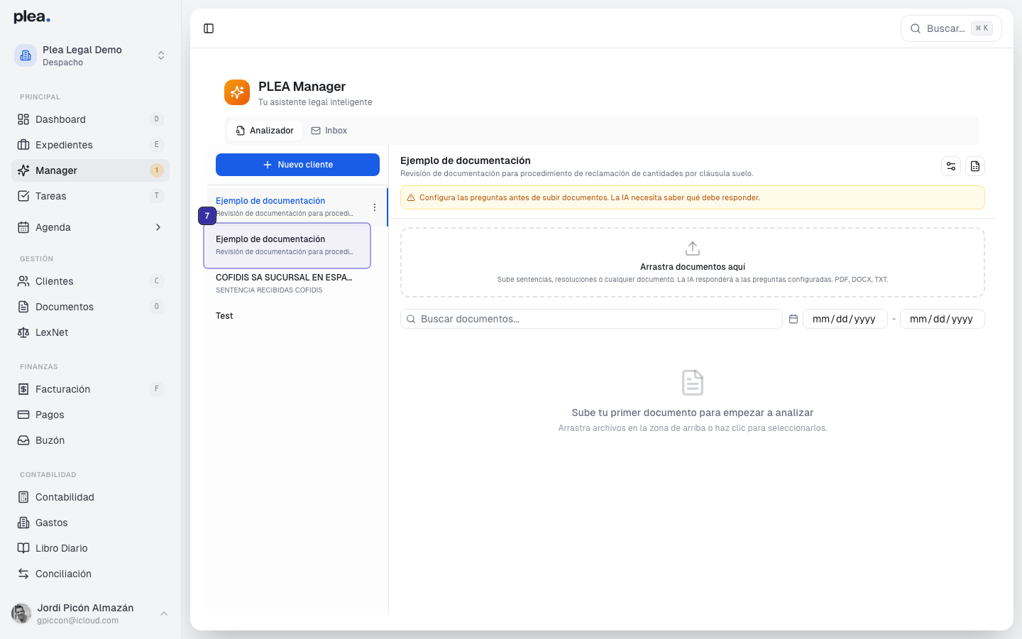 Subida de documentos