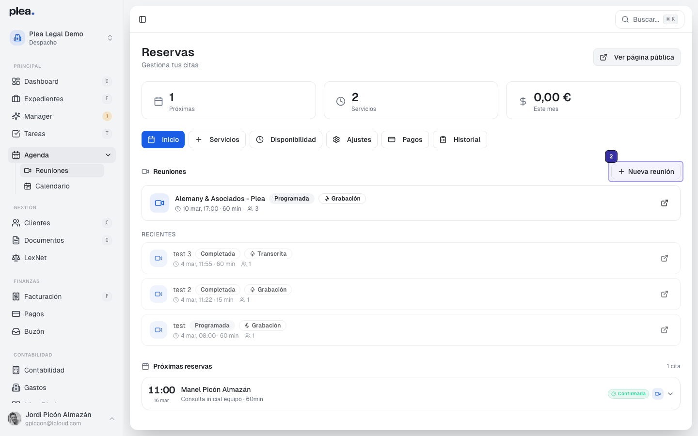 Clic en Nueva reunión