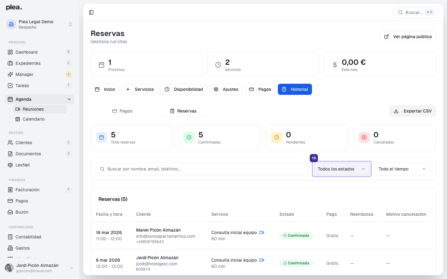 Clic en Todos los estados