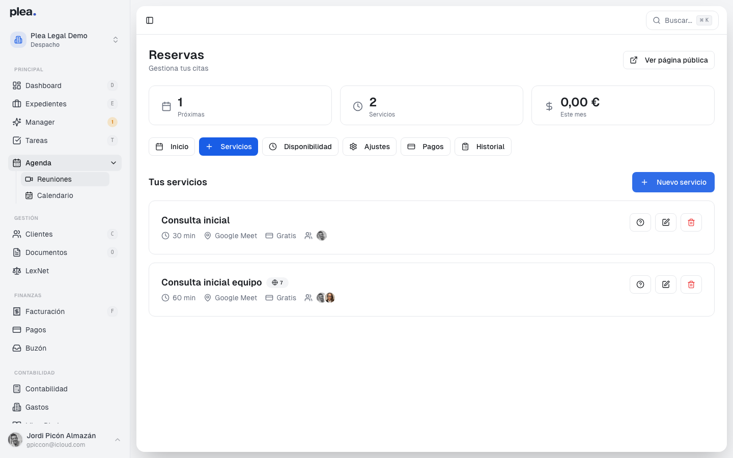 Botón Crear servicio