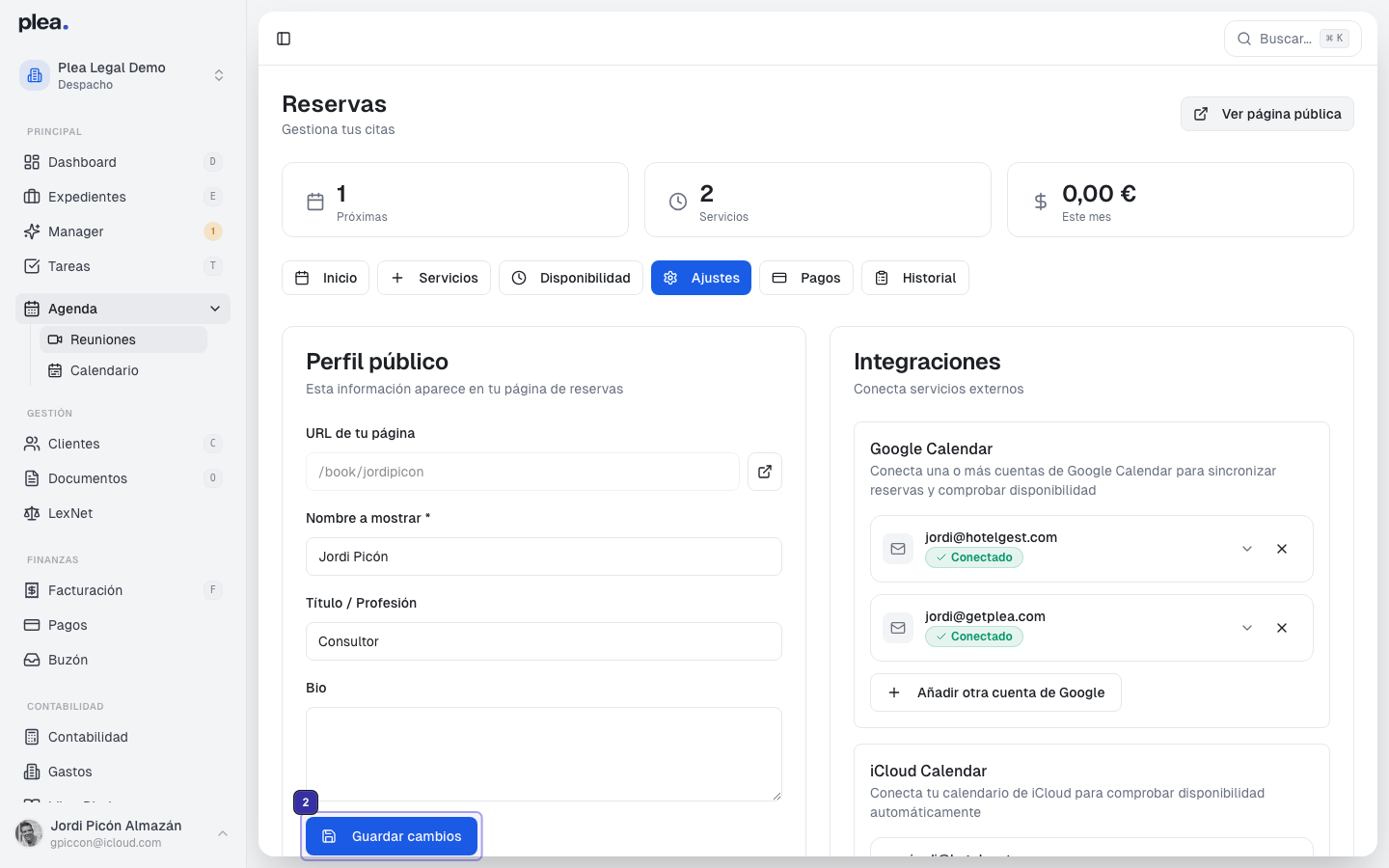 Configuración del perfil público