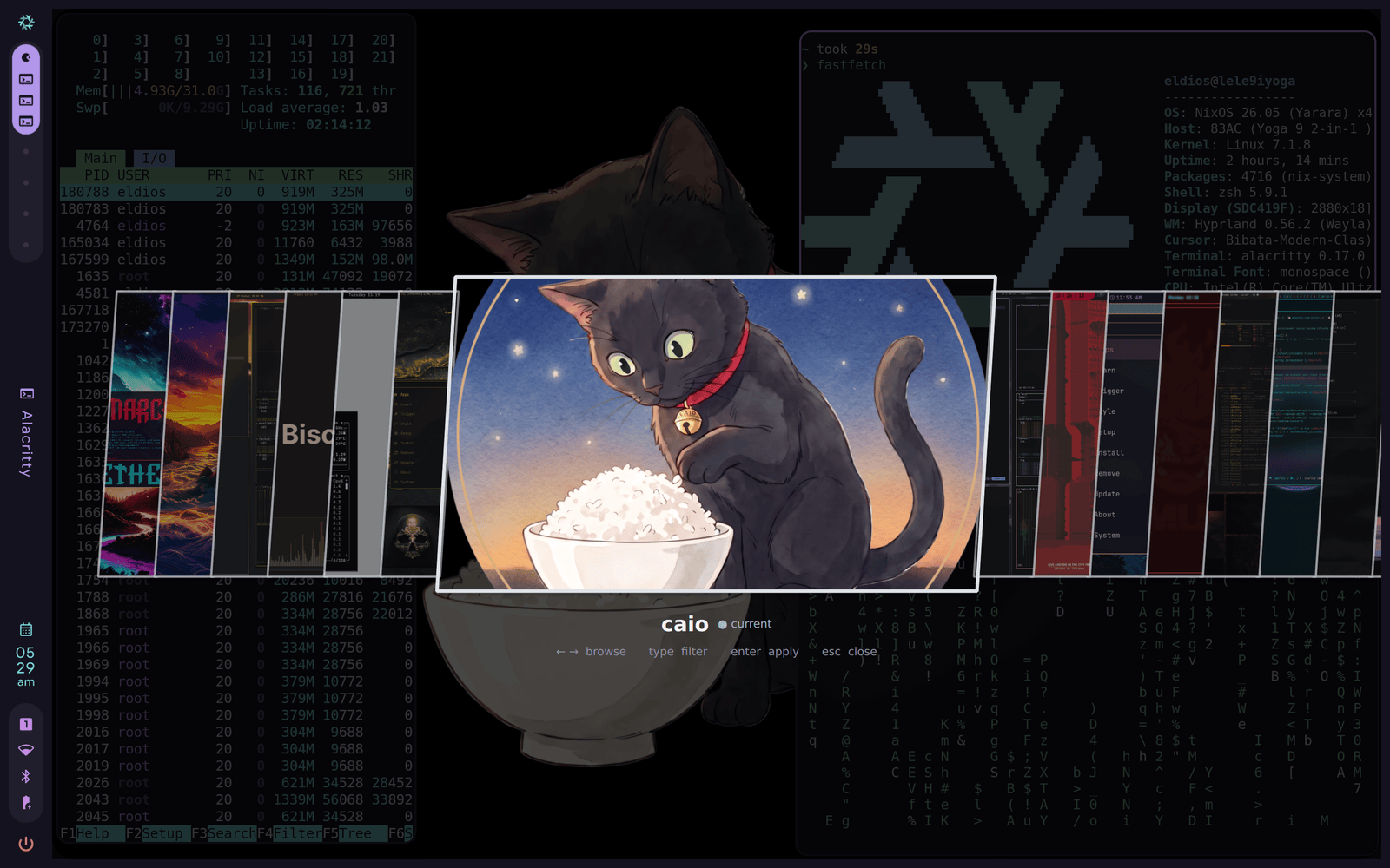 riso theme set --gui: the carousel of theme previews