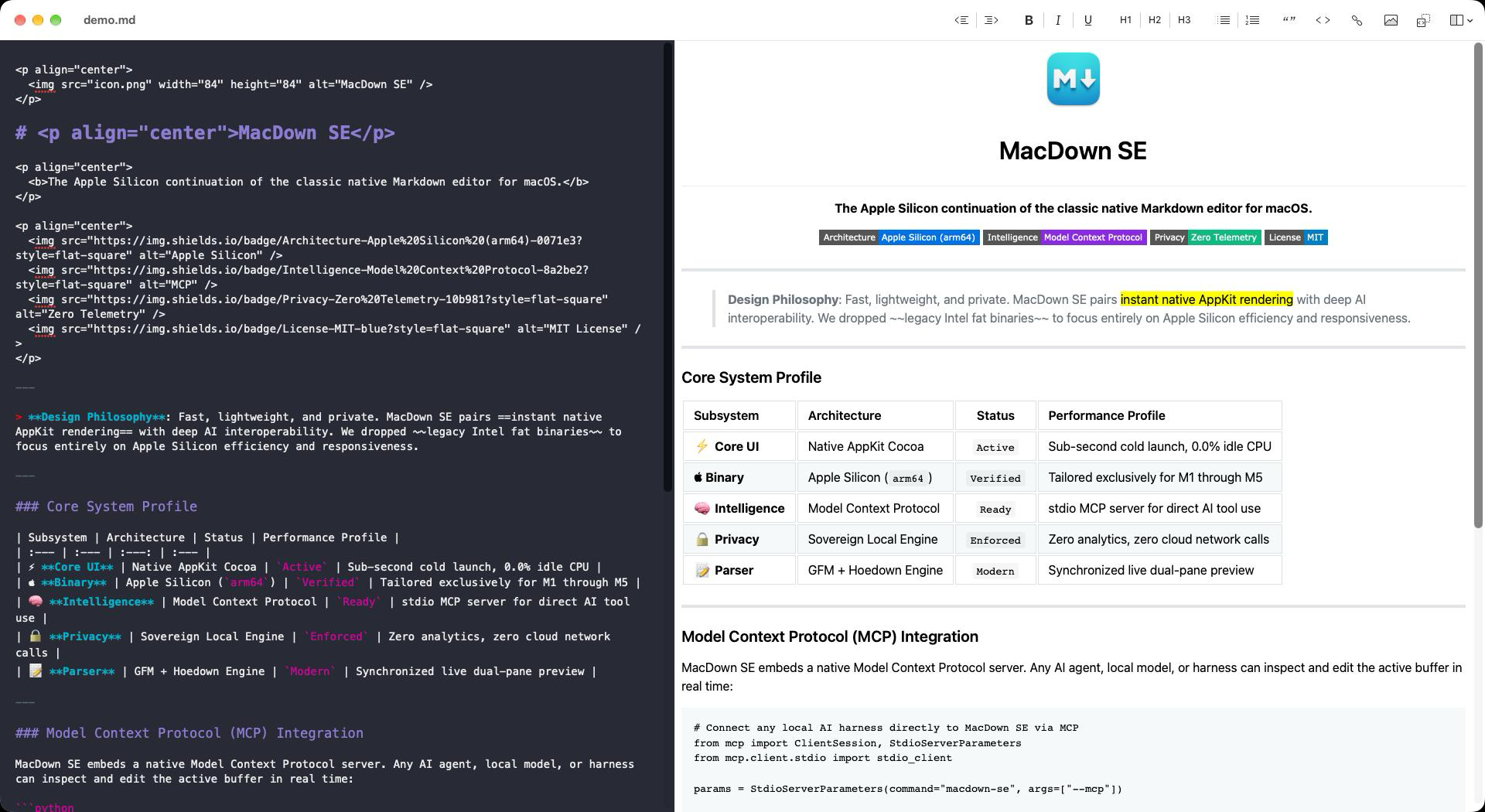 MacDown SE Screenshot