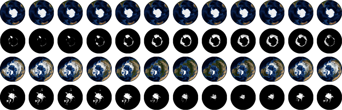 Animation images for the North and South poles