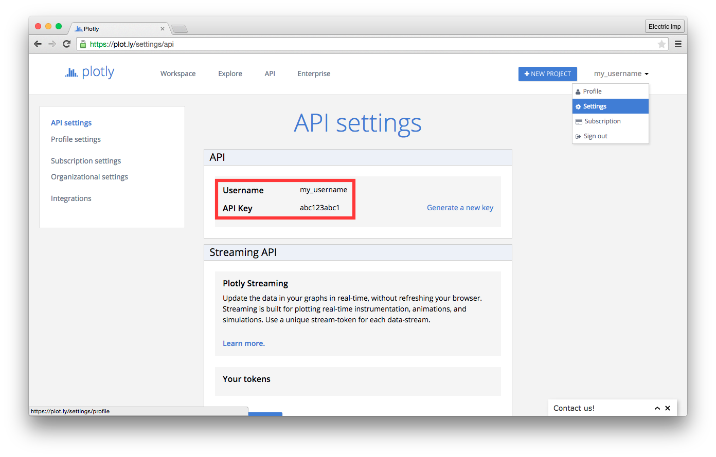 Plotly settings screenshot