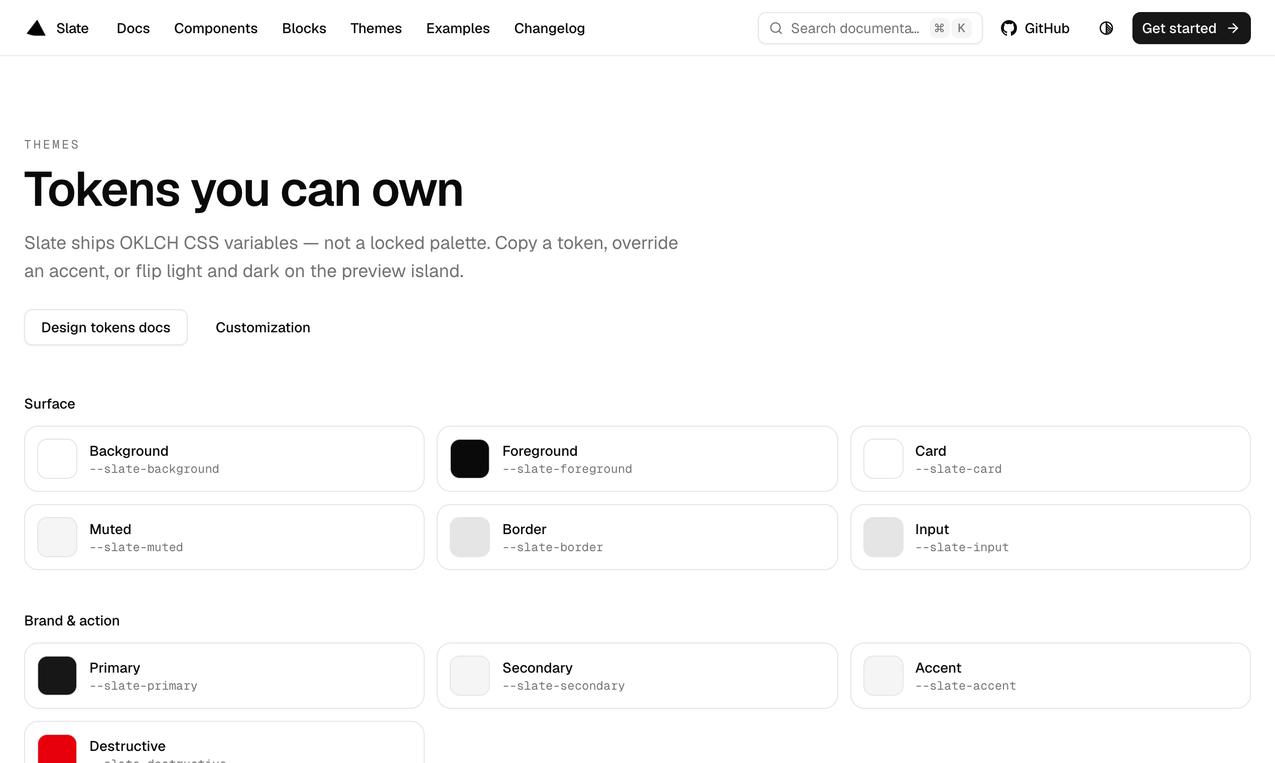 Slate theme token playground
