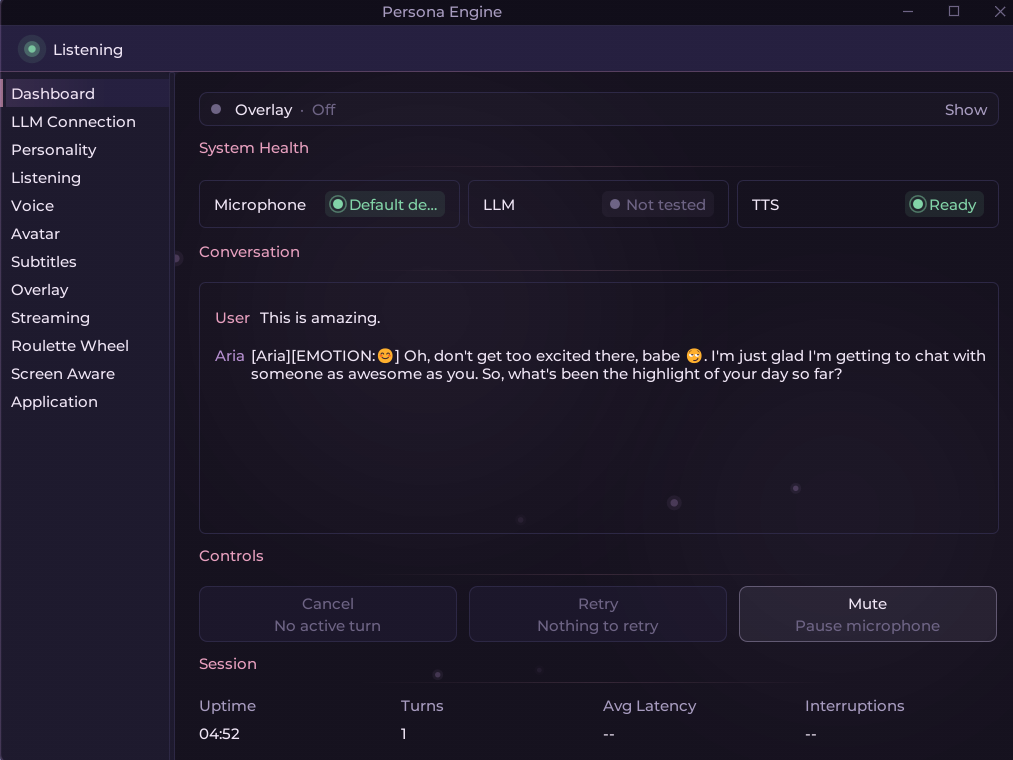 Dashboard with presence strip