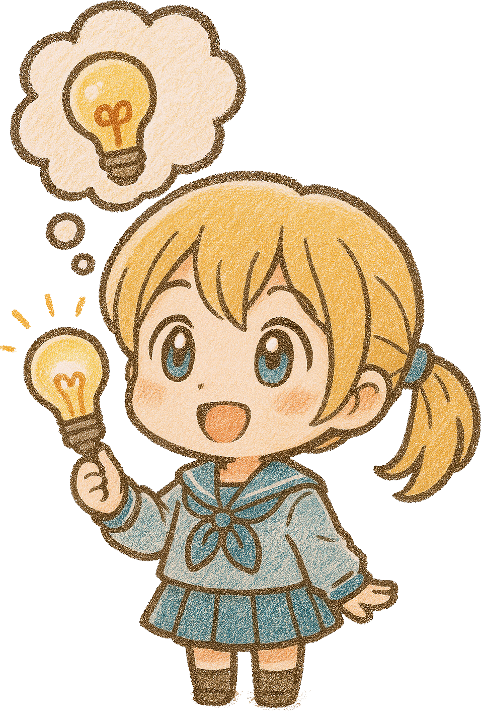 Mascot with lightbulb