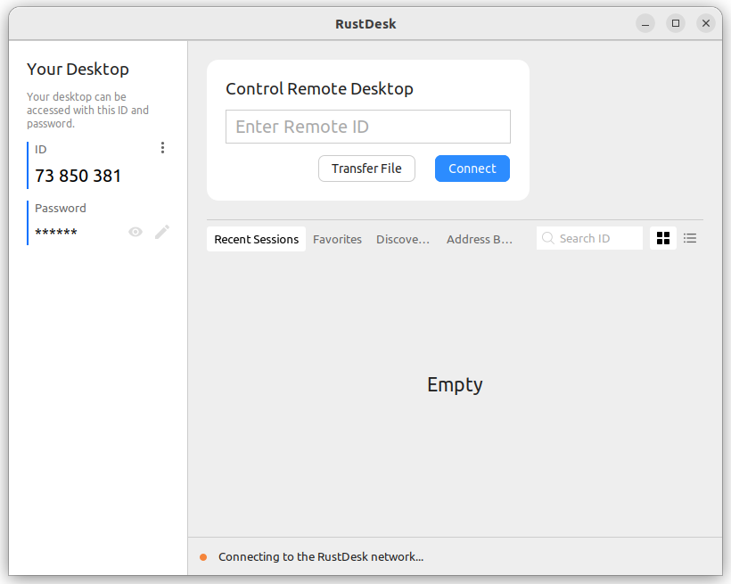 Linux client keeps showing connecting to rustdesk network under a ...