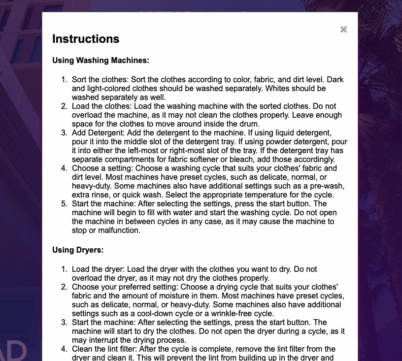 Instructions Page