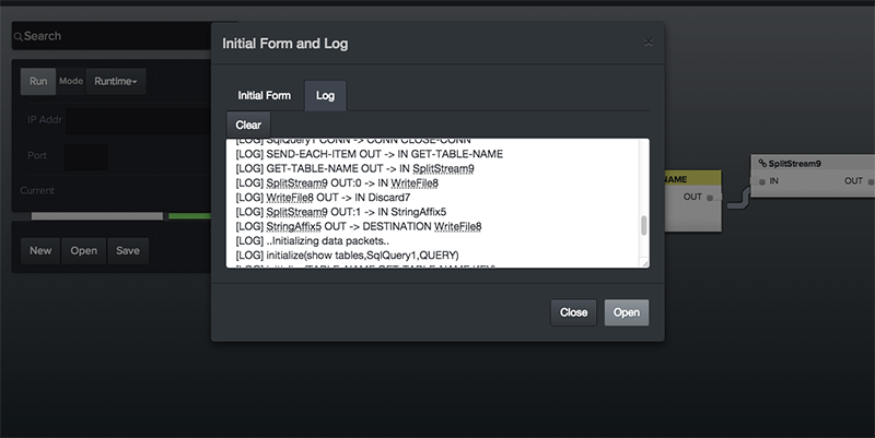 Runtime log result