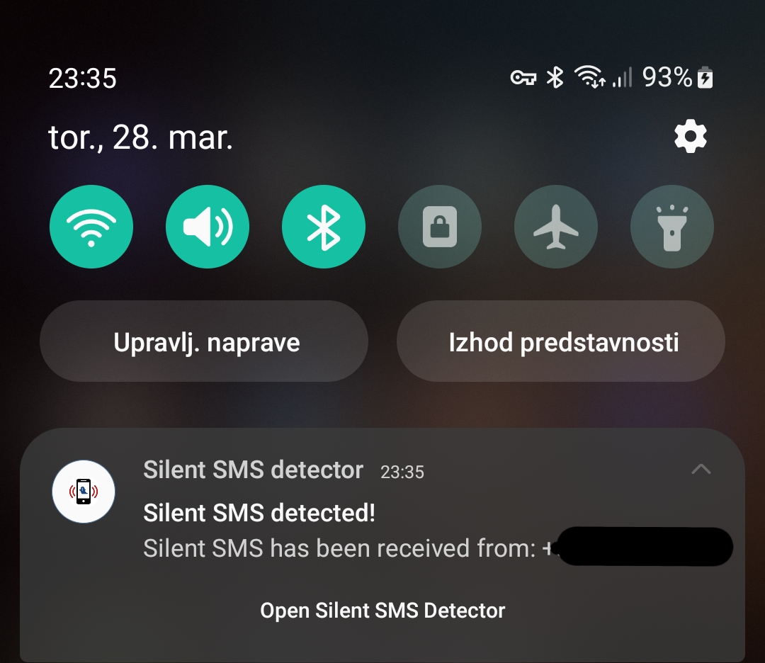 Silent SMS notification