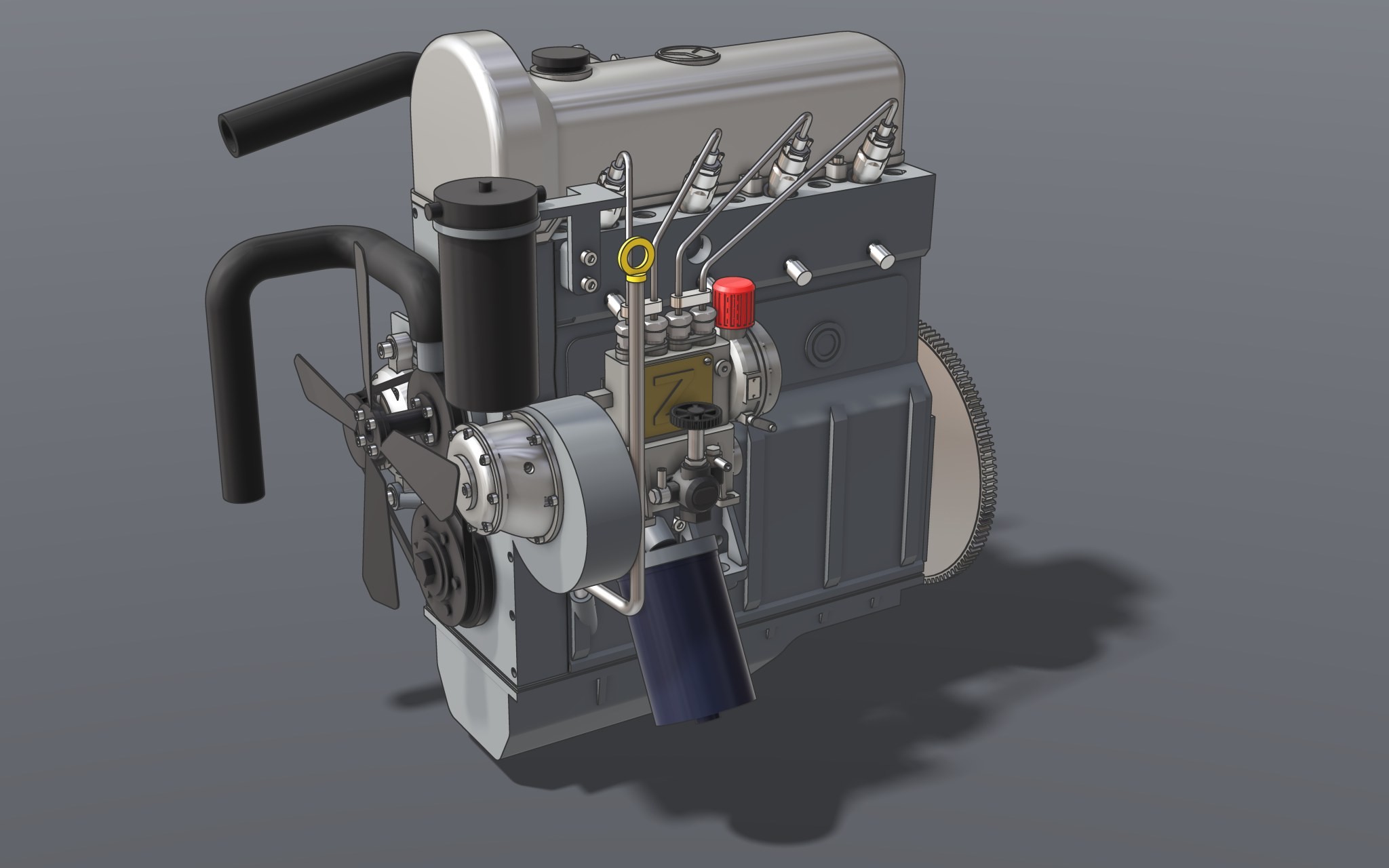 OM615 diesel with its injection pump