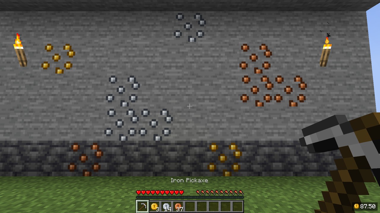 Copper, silver and gold coin ore in stone and deepslate