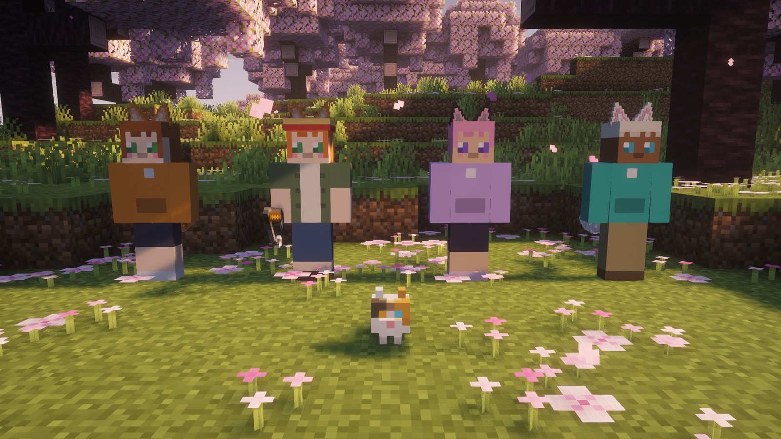 Nekos in a cherry grove