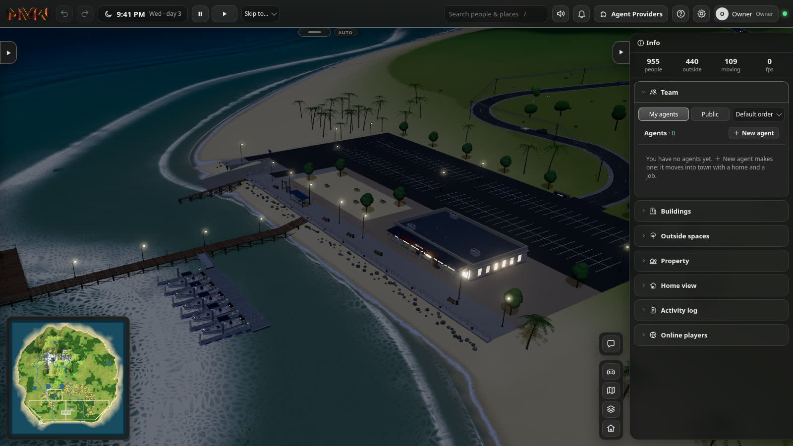 The marina at night