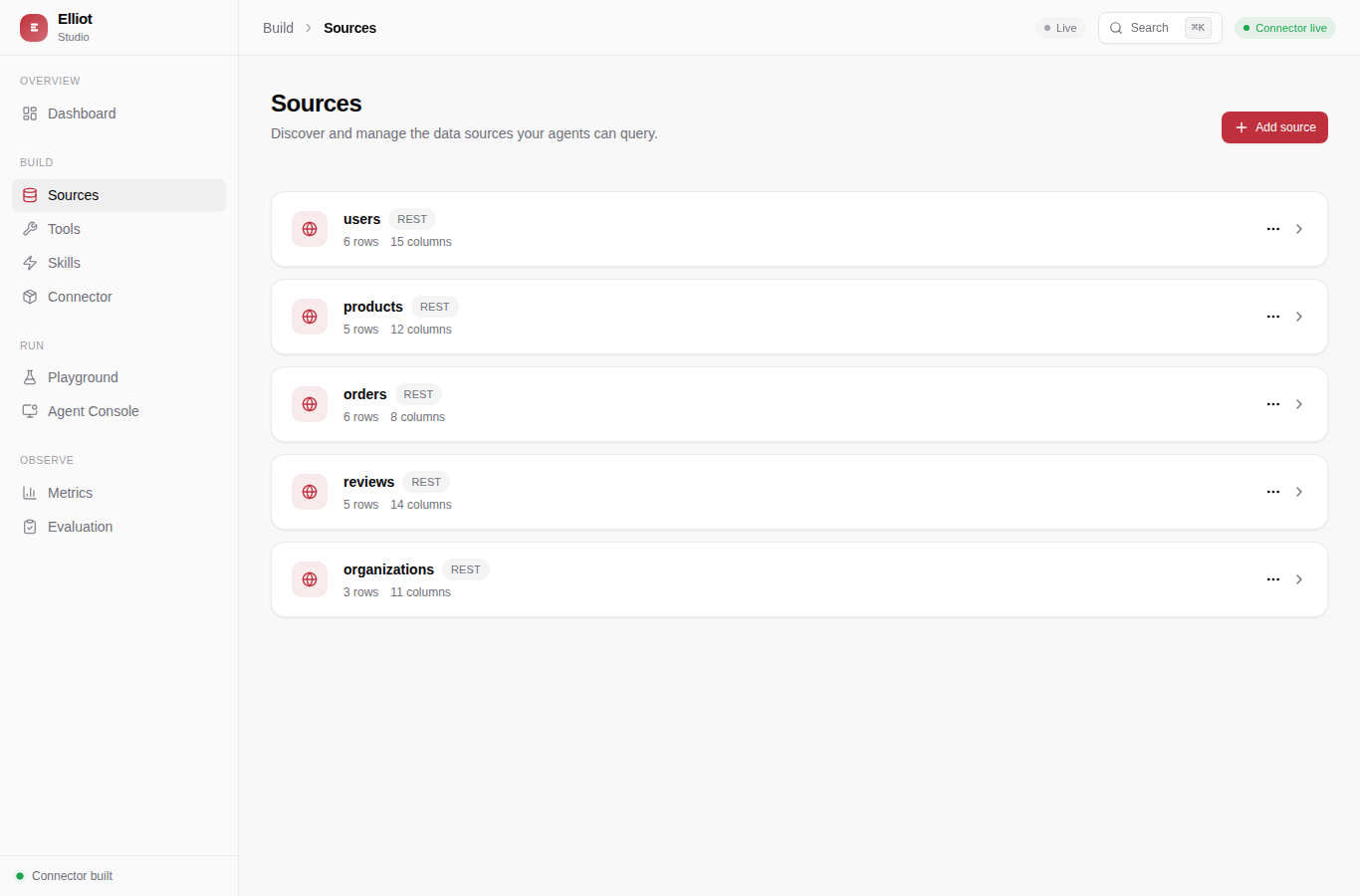 Studio Sources page