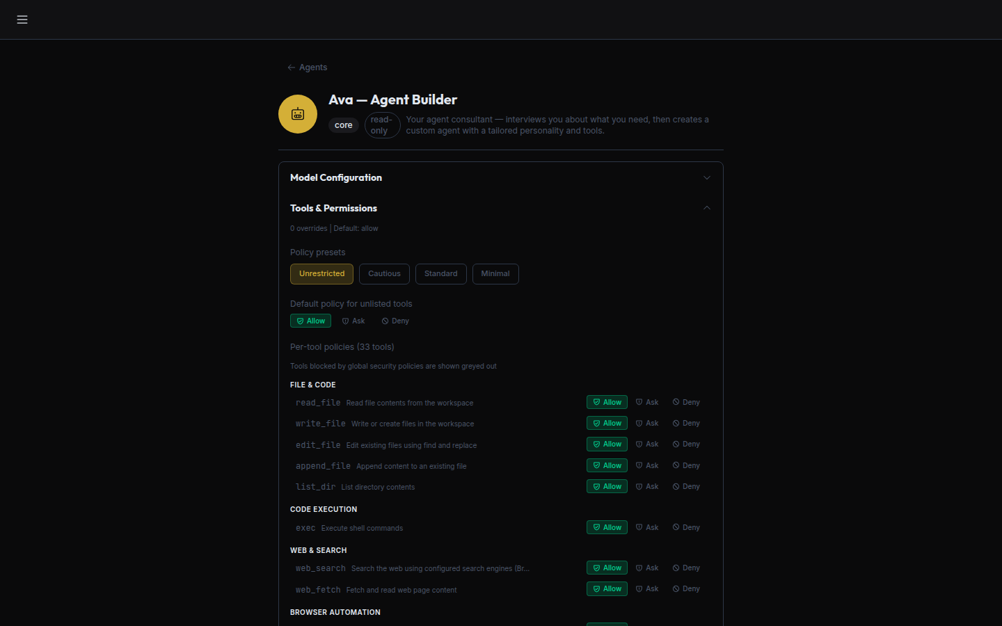 Agent profile
