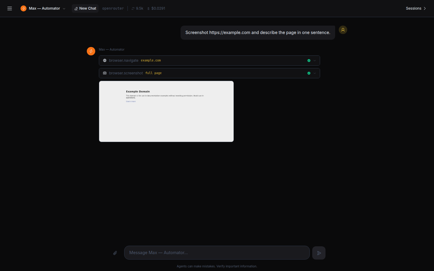 Max screenshots example.com