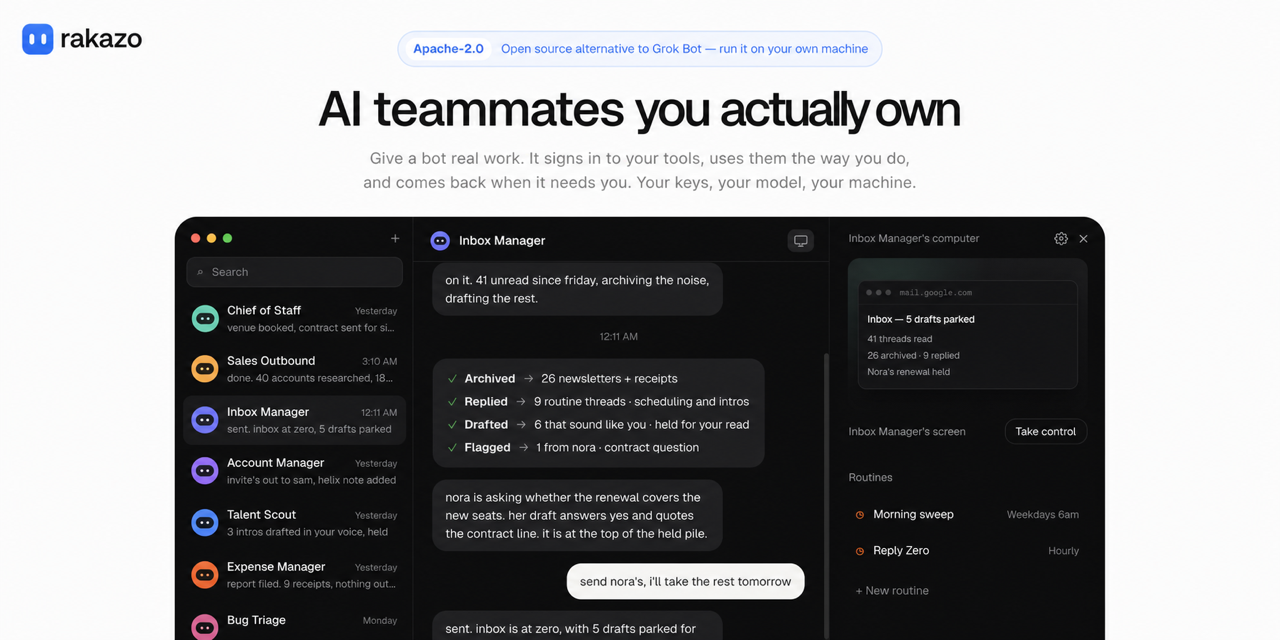 Rakazo — AI teammates you actually own