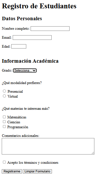 Formulario desplegado