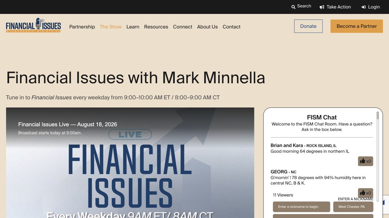 Financial Issues live broadcast and community experience powered by the platform plugin