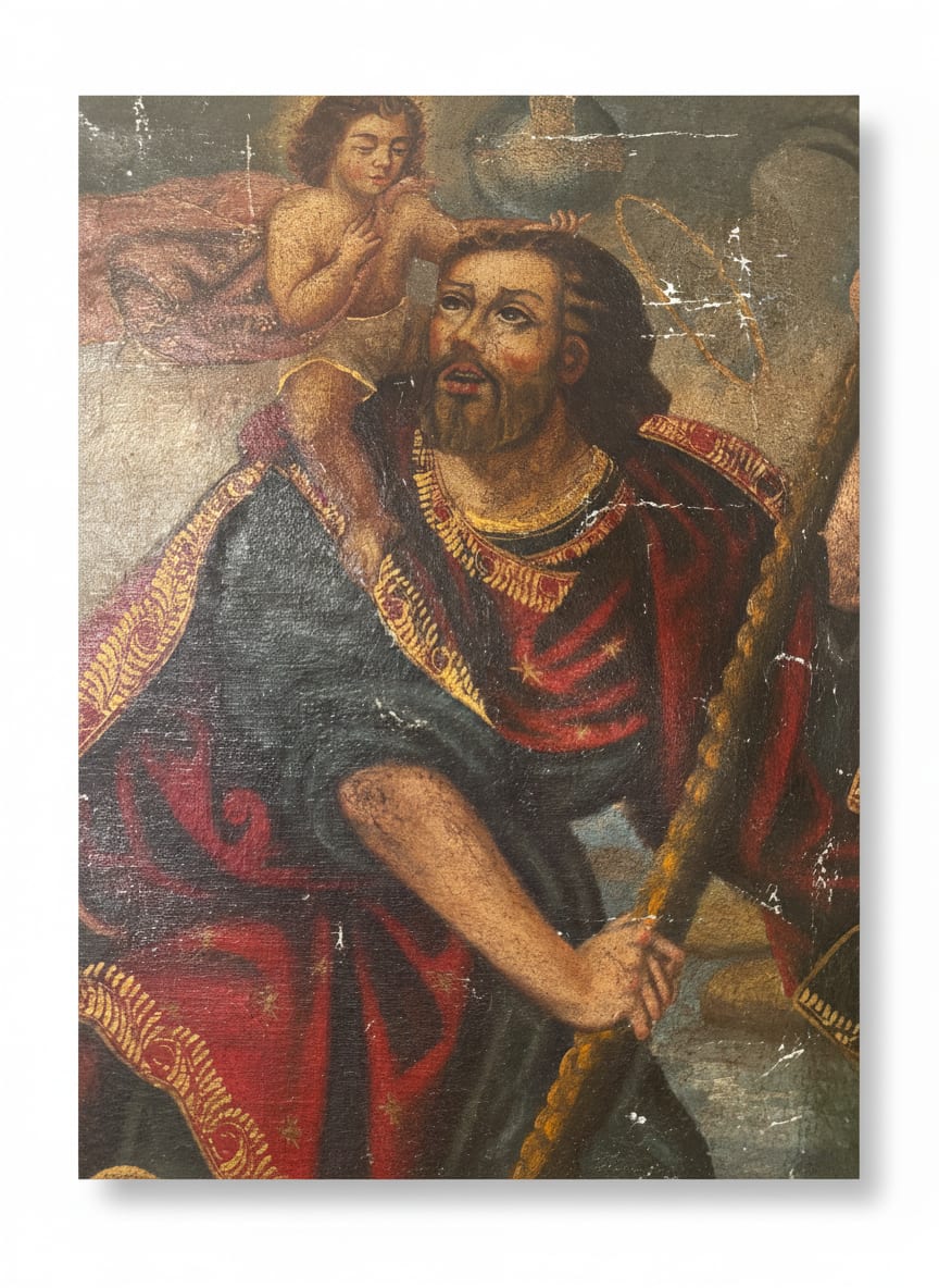 Cusco Painting of St. Christopher — detail 2