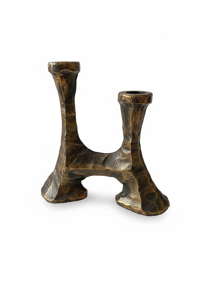 Brutalist Two Light Candle Holder German C 1970'S