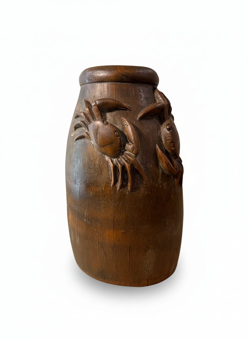 Folk Art Crab Vase / Hollow Form