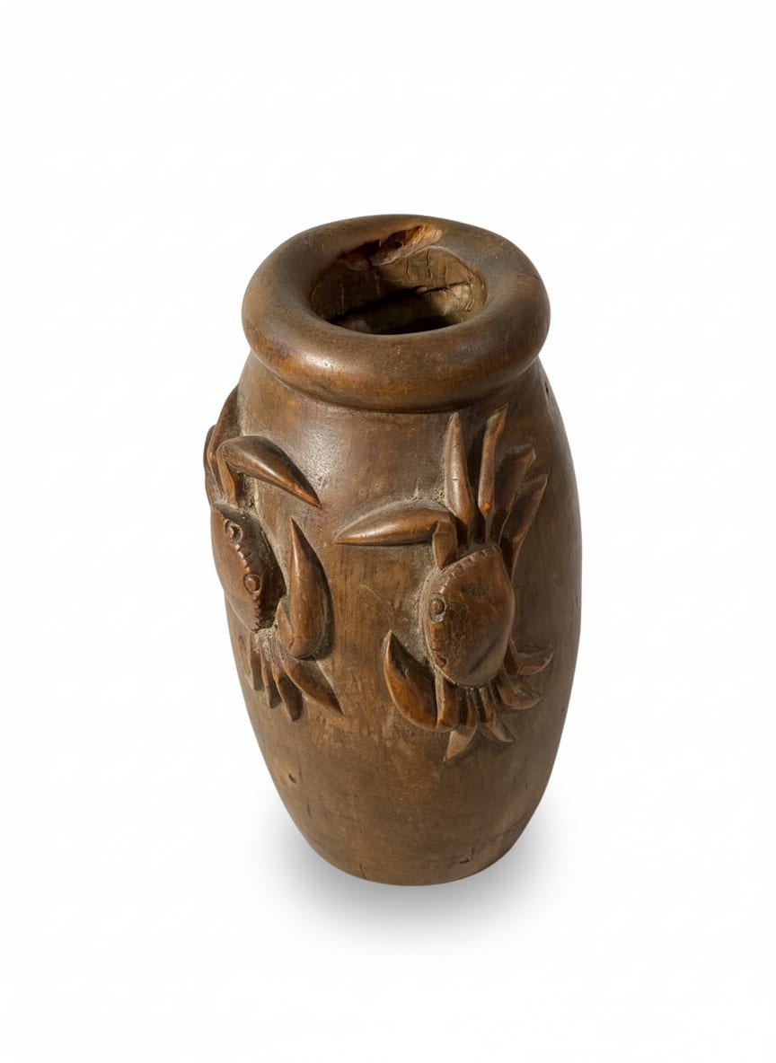 Folk Art Crab Vase / Hollow Form — detail 2