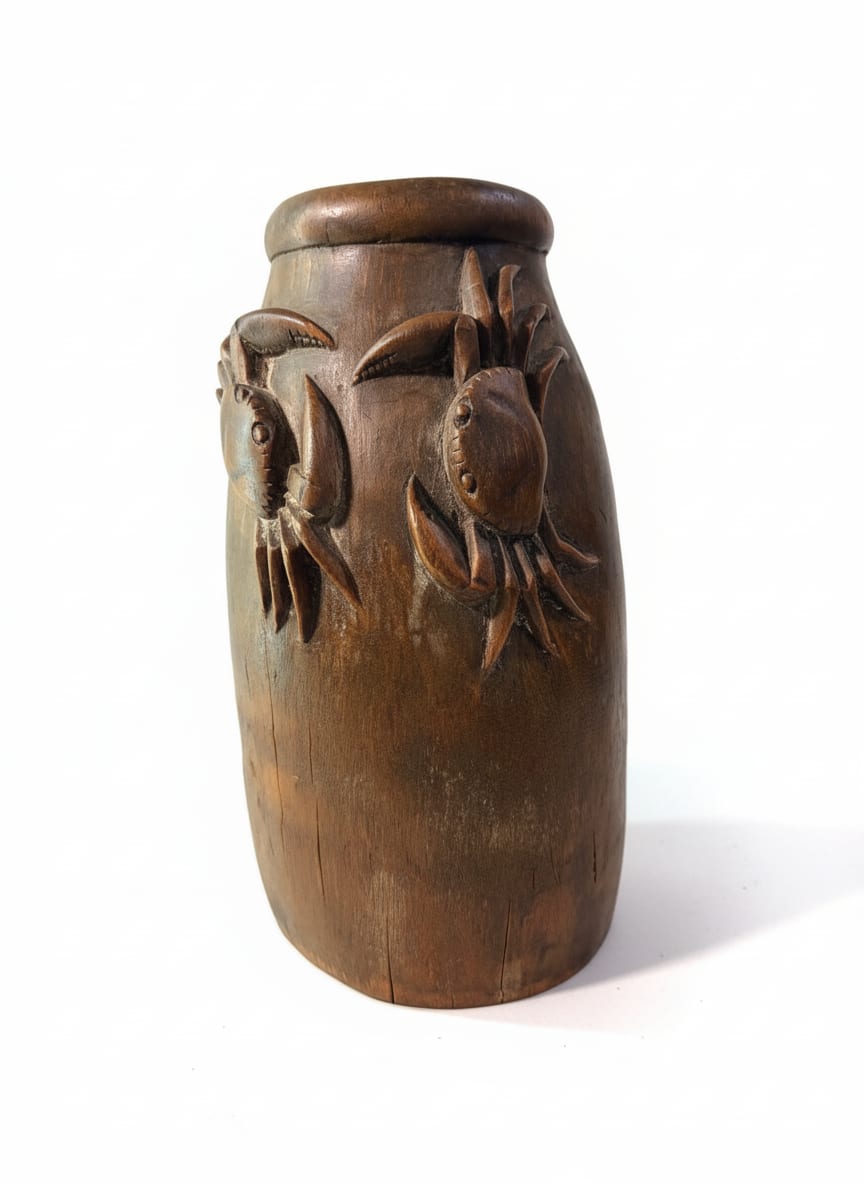 Folk Art Crab Vase / Hollow Form — detail 3