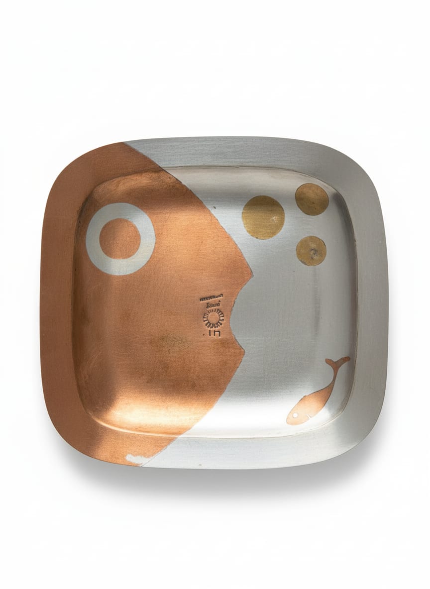 Los Castillos malachite and mixed metal dish — detail 3