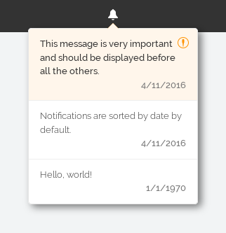 Example of styled notification list