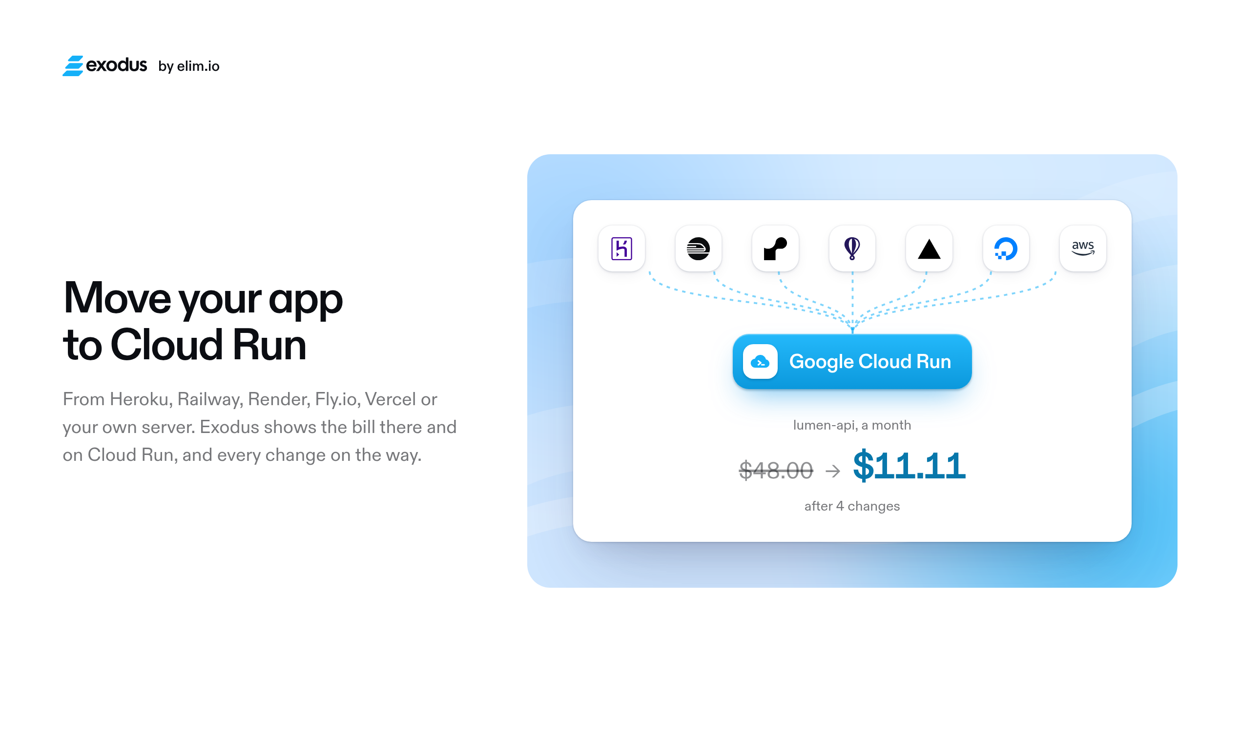 Move your app to Cloud Run from Heroku, Railway, Render, Fly.io, Vercel or your own server, with the bill there and on Cloud Run