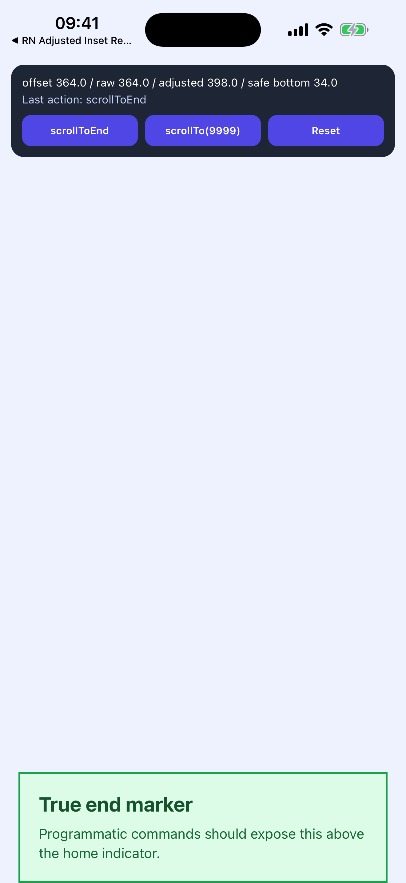 Stock React Native scrollToEnd stops at offset 364
