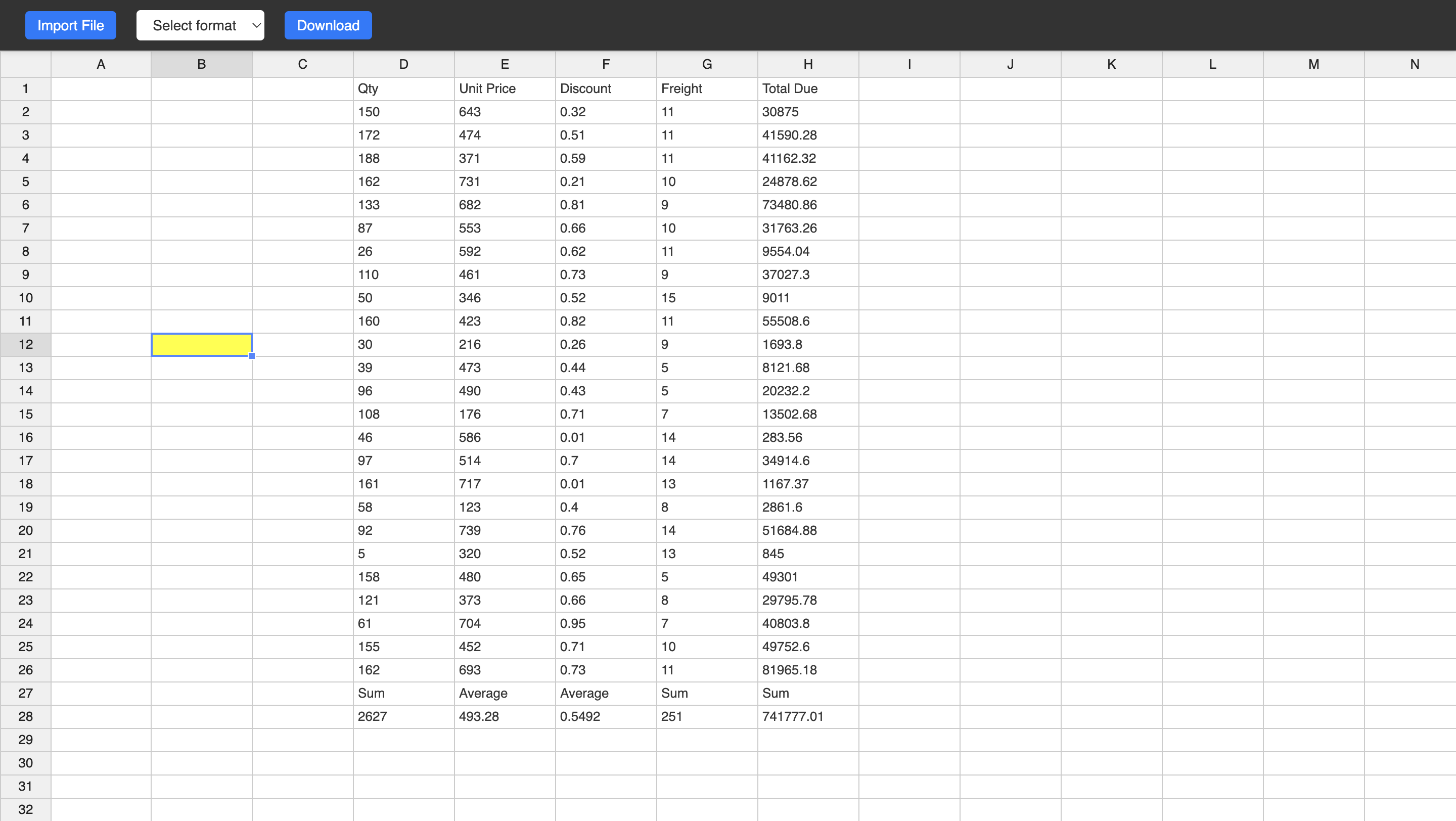 screenshot of spreadsheet interface