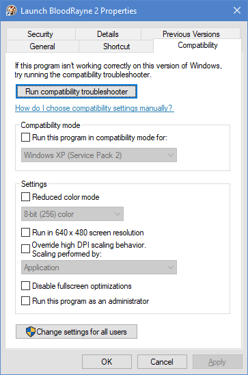 Compatibility Settings