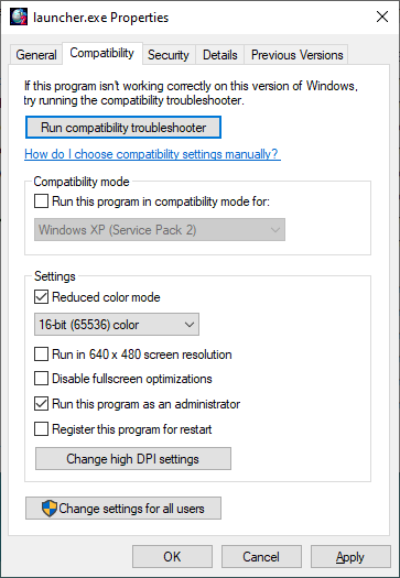 Compatibility Settings