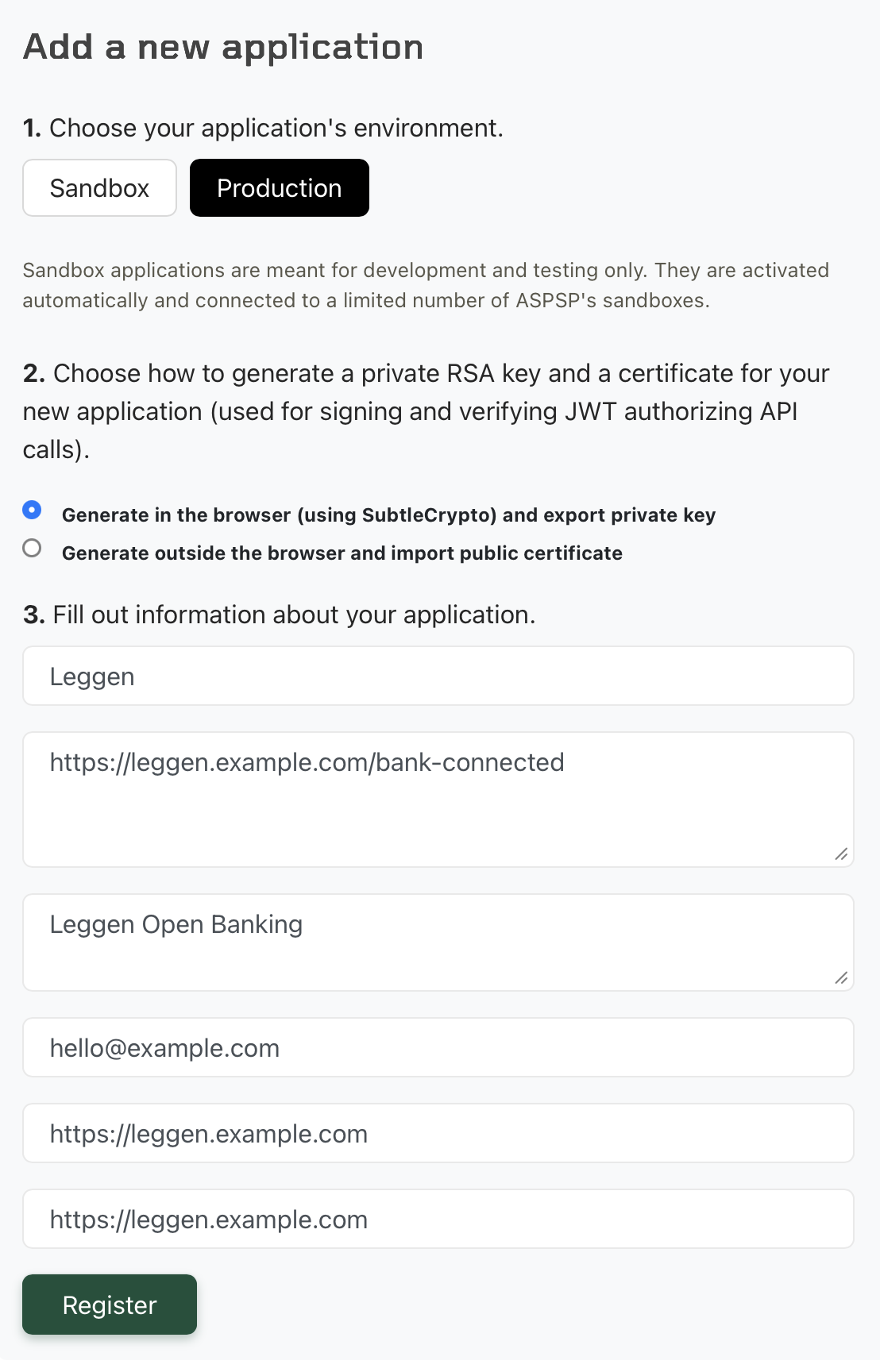 Enable Banking new application