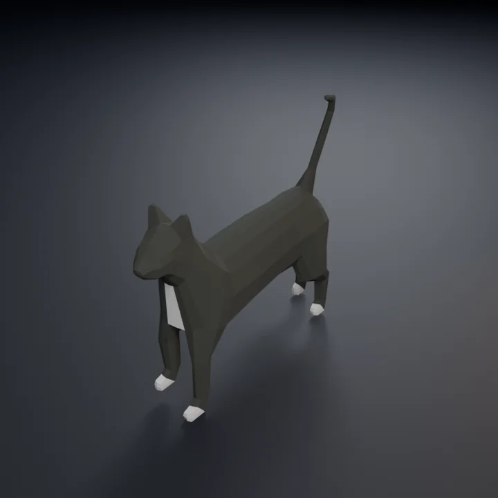 A low-poly cat walking, looped