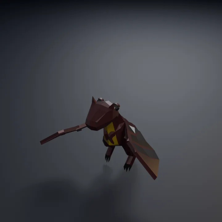 A low-poly dragon flapping its wings, looped