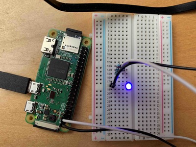 illuminated LED connected to rpi0