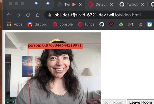 object detection with TF.js in Twilio Video