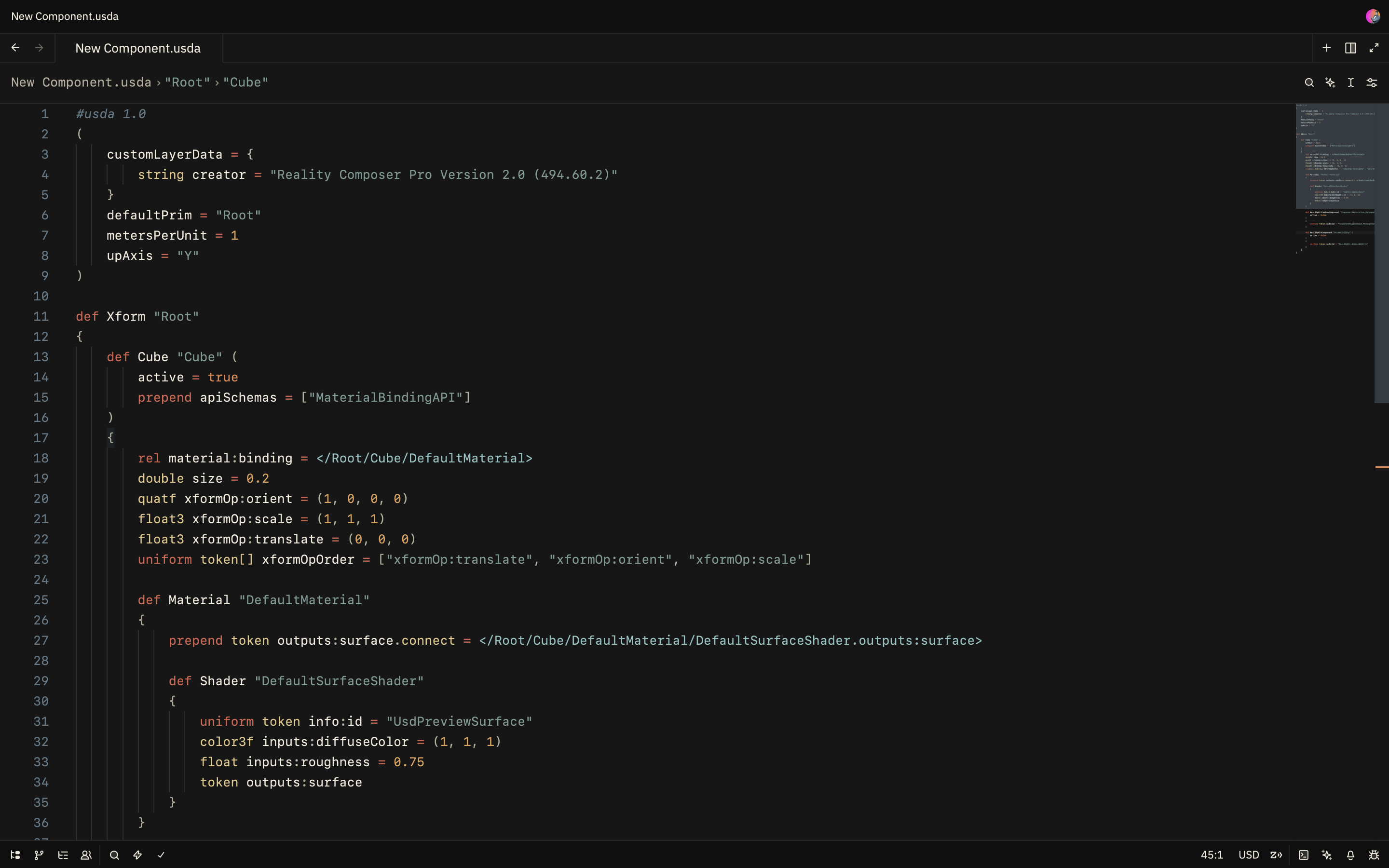 USD syntax highlighting preview